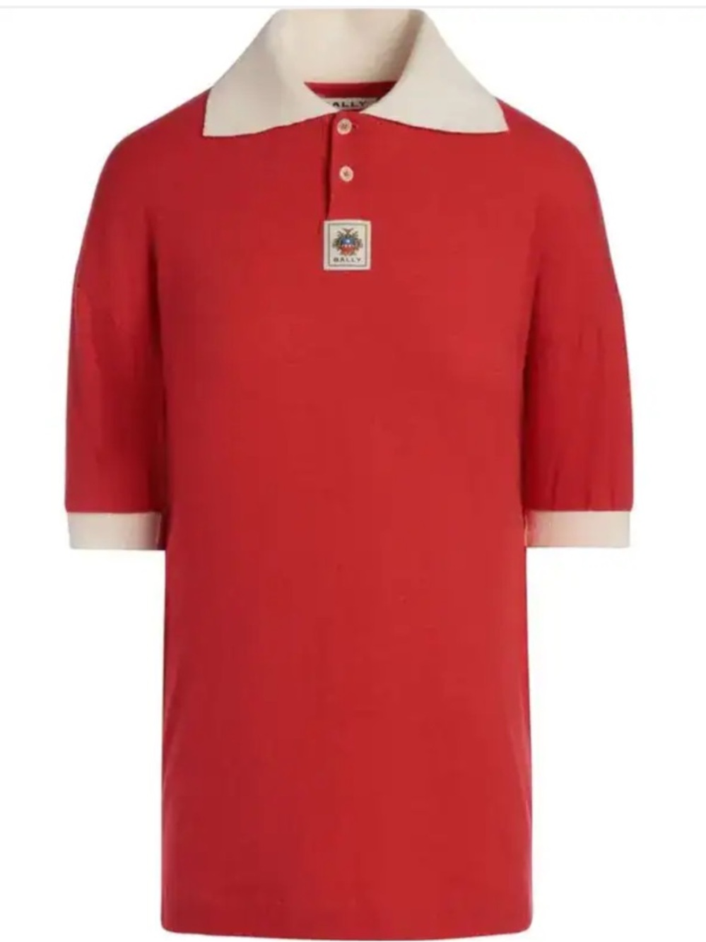 BALLY Jersey Ribeiro Polo Crest Detail Men’s Medium Red & Cream Preppy Academia